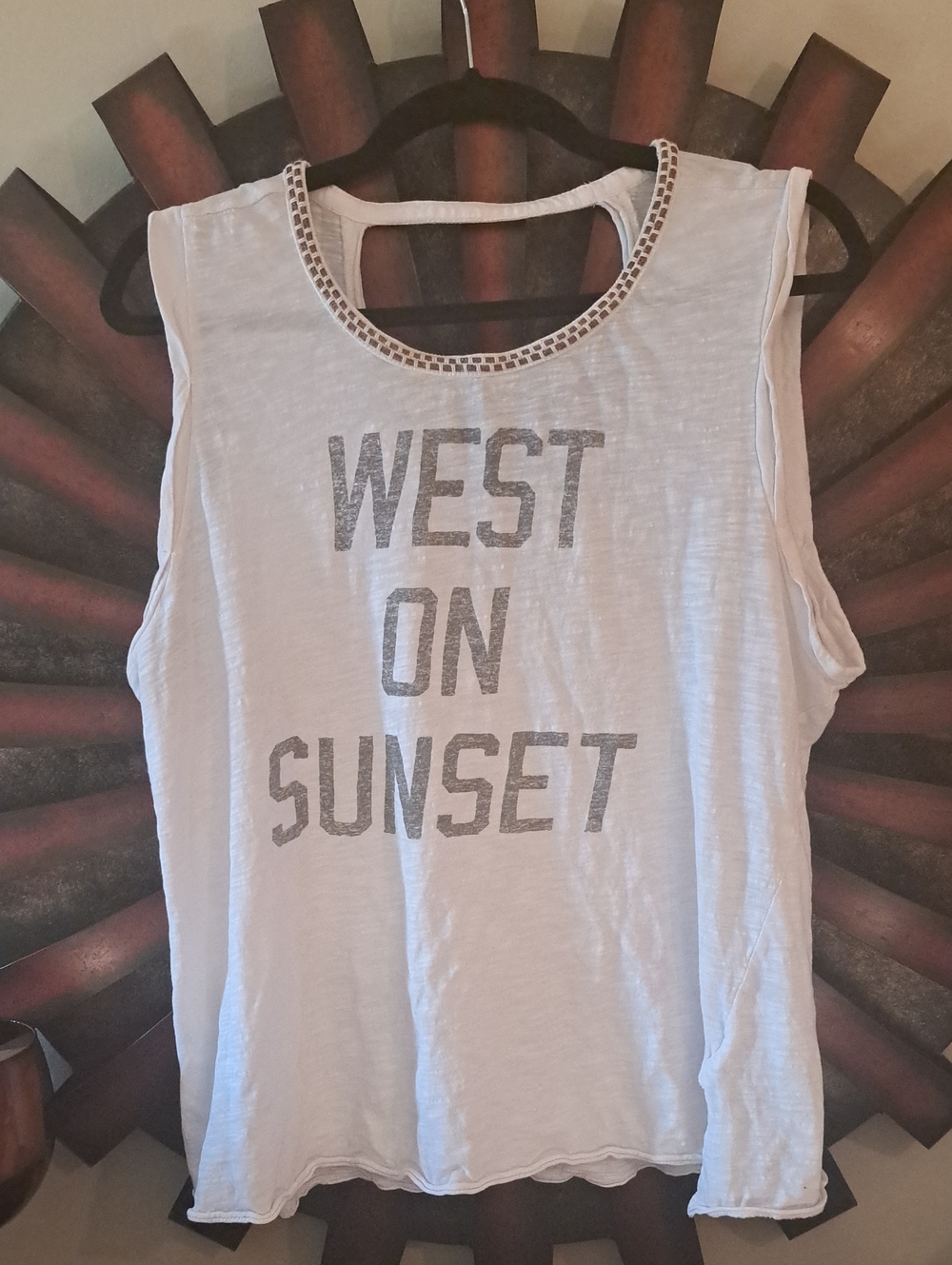 Lucky Brand White Graphic 'West On Sunset' Sleeveless Tank